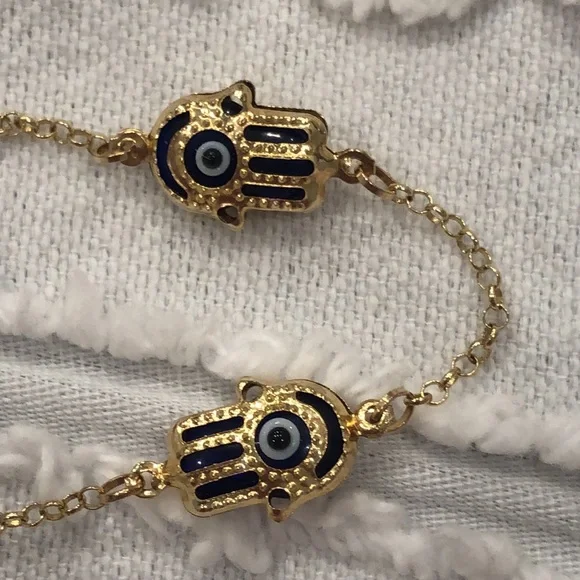 Solid 14k gold Hamsa evil eyes protection yellow gold bracelet.NEW
Stamp:585/14K - Picture 1 of 9